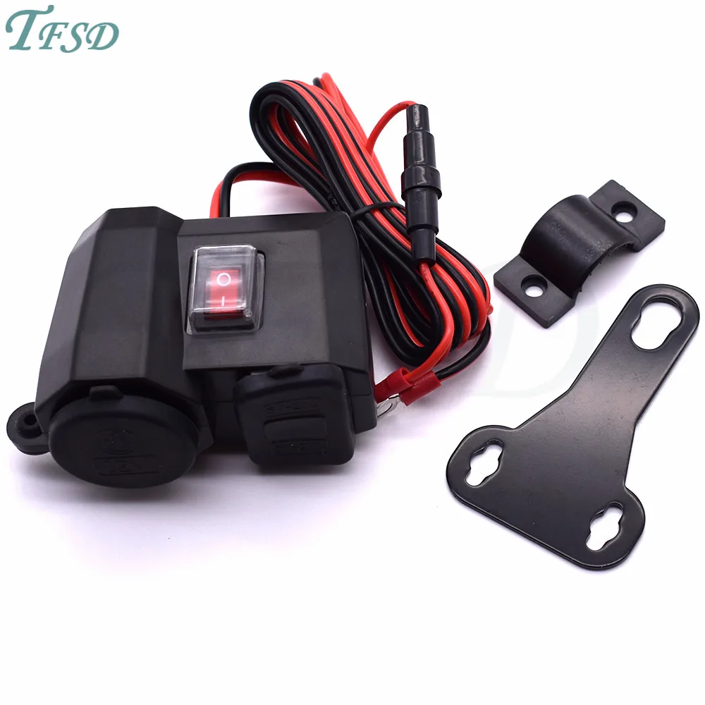 

1 Pack Motorcycle Dual USB Charger with Cigarette Lighter Socket LED Voltmeter for Triumph Aprilia Ducati Yamaha kawasaki Honda