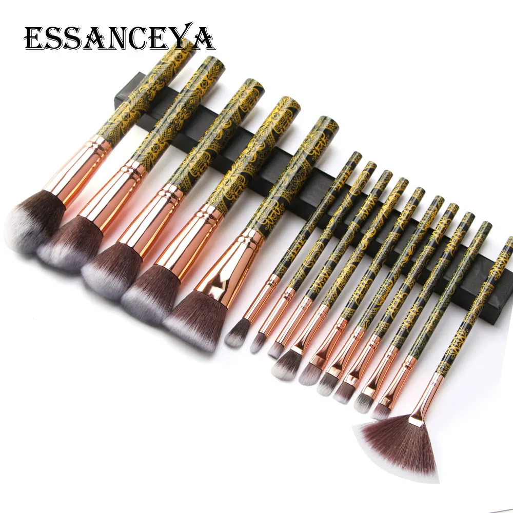 

ESSANCEYA 15 Pcs Makeup Brushes Set Soft Fan Brush Cosmetic Powder Blending Foundation Eyeshadow Blush Brush Kit Make Up Tools