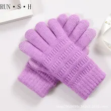 Перчатки из акрилового материала осенне-зимние теплые вязаные плюшевые бархатные перчатки с сенсорным экраном на заказ варежки