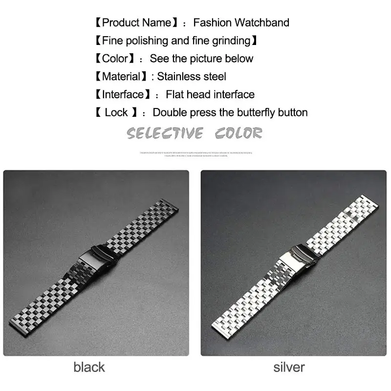 18 20 22 24mm Solide Voll Edelstahl Armband Für Seiko/Rolex Uhr Männer Business Watch Zubehör Doppel lock Schnalle – Detail 6