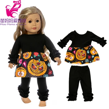 

girl doll clothes Halloween pajama set fit for 43cm baby doll oufit 18" girl dolls clothes pumpkin lantern pattern