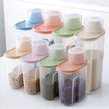 

1.9L 2.5L PP Food Containers Plastic Clear Multigrain Storage Box Set Kitchen Storage Bottles Jars Sealed Dry Grains Tank