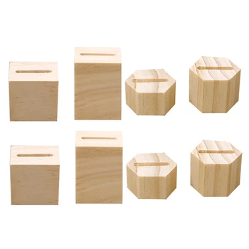 

8 Pcs Log Pair Square and Hexagon Ring Display Racks, Couple Ring Holders, Ring Brackets, Jewelry Silver Storage Racks