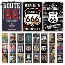 Дорога 66 Винтаж металлический знак Оловянная табличка металлический Винтаж Ретро гараж Настенный декор для Бар Паб Club человек пещера автозаправочная станция