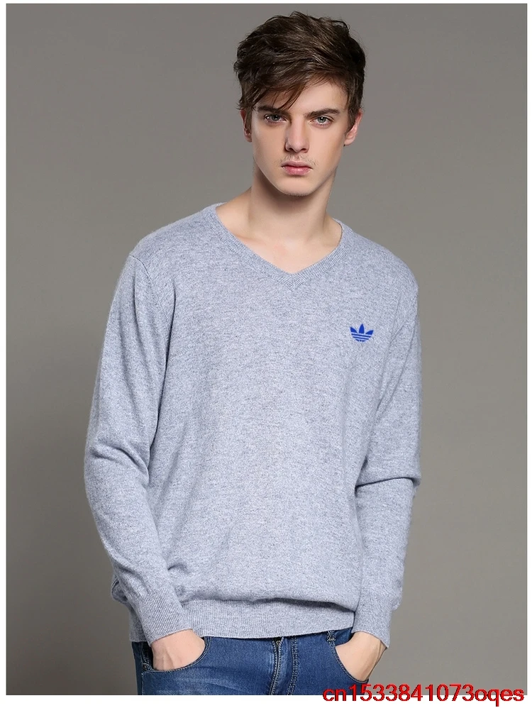 

Adidas- New Cotton Sweater Men Long Sleeve Pullovers Outwear Man V-Neck Sweaters Tops Loose Solid Fit Knitting 2AD3