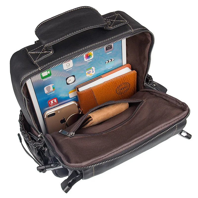 MAHEU высококачественный мужской рюкзак из мягкой натуральной кожи, рюкзаки для ноутбука, компьютера, школьная сумка для мужчин, черная Студенческая сумка для книг