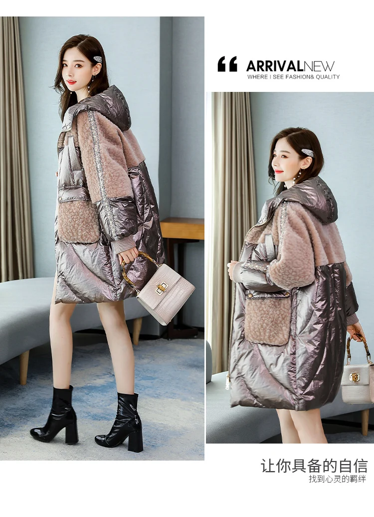 Промышленное изящное пальто из овечьей шерсти для женщин, стиль, берберский флис, плотное хлопковое Стеганое пальто, зимняя одежда с хлопковой подкладкой