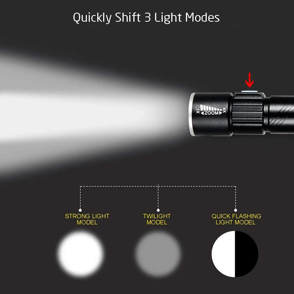 USB Built-in battery Rechargeable lasting lighting Q5 3