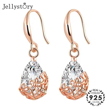 

Jellystory Trendy Earrings 925 Silver Jewelry with Water Drop shaped Zircon Gemstones Earrings for women Wedding Gifts wholesale