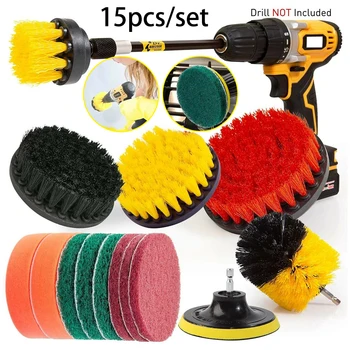 

15PCS Drill Brush Attachment Set Brush&Scouring Pads&Scrub Sponge Power Scrubber Combo Scrub Tub Cleaning Kit