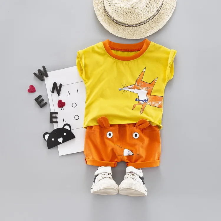 

2019 New Style Korean-style Summer Wear Cute Animal Fox Set Baby Clothes Childrenswear