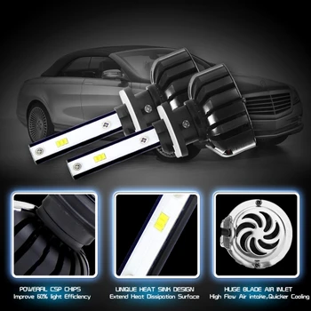 

H27 881 LED Bulbs 2pcs 25W 3000LM 6000K IP65 Waterproof Car 880 LED Headlight with 6 CSP Lamps White Light, DC 9-36V