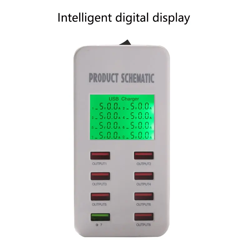 Usb charge station for iphone tablet universal multi charging dock for samsung lcd display qc3.0 fast charger eu au us uk plug