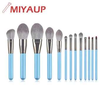 

Miyaup Germany Hot Sale 13 Pcs Cold Blue Cosmetics Brushes Cute Girl Gray Hair Good Quality Makeup Brush Set