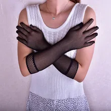 Тематические вечерние женские сексуальные сетчатые солнцезащитные перчатки длиной до локтя вязаные черные перчатки в викторианском готическом стиле ST310