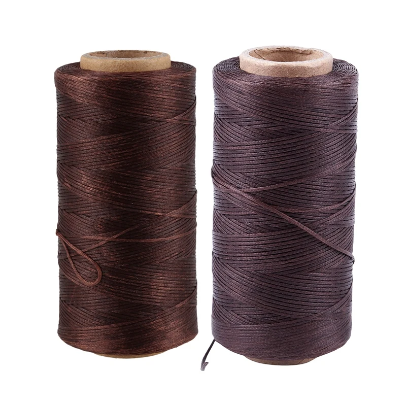 2Pcs 260M 150D 1MM Leather Sewing Waxed Wax Thread Hand Needle Cord Craft DIY New Light Brown &amp Dark |