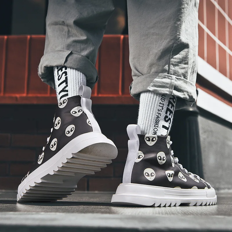 

MEN'S SHOES Spring 2020 New Style Versatile Korean-style Trendy Shoes Men Popular Brand Hip Hop Mid-top Shoes Hight-top Athletic