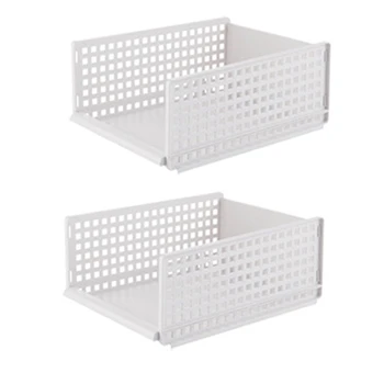 

2Pcs Small Drawer Type Clothes Folder Layered Separator Wardrobe Storage Rack Sundries Shelf Holder Space Saver