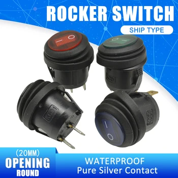 

ON-OFF Rocker switch 6A/250V 10A/125V 3 Pin 20MM Waterproof Toggle Switch For Car Auto Boat SPST Push Button Switch with LED