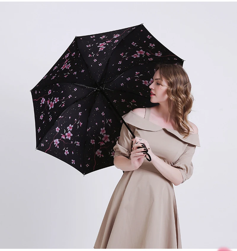 Sakura small fresh ins girl heart folding goddess umbrella dual-use female sun umbrella wpc sunscreen UV protection27