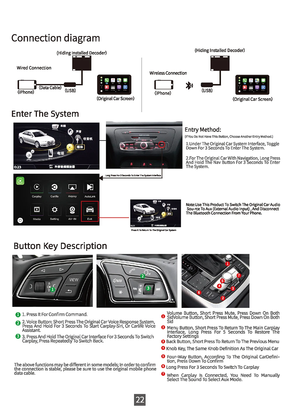 CarPlay для Audi проводное usb-соединение A3/A4/A5/Q3/Q5/A6/A7 MMI 3g/3g+ интерфейс muItimedia CarPlay& Android автоматический комплект модернизации