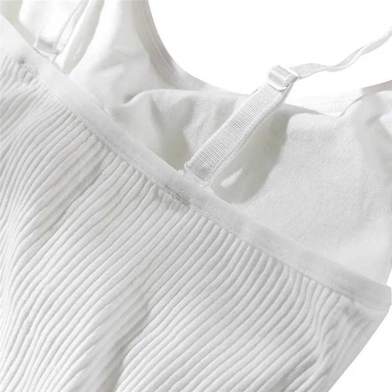 Women Adjustable Wire Free Padded Tops Rib Elastic Comfy Camisole Top Lingerie Ladies Comfy Sports Underwear Camisoles F Rk