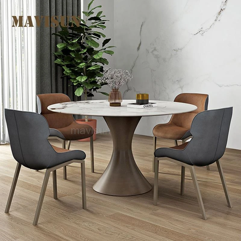 Mesa redonda con tocadiscos, mesa de comedor y sillas de pizarra de roca brillante para 4 6 personas, juego muebles de cocina de alta gama|Mesas de comedor| - AliExpress