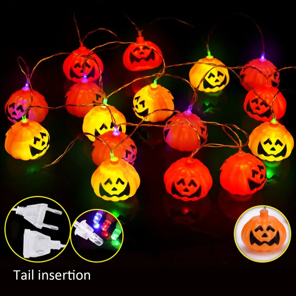 10 светодиодный Сказочный светильник в виде тыквы, вечерние светильники для дома, украшение для Хэллоуина, светильник с розеткой