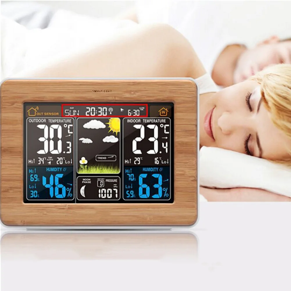 Беспроводная метеостанция будильник термометр календарь с наружным датчиком Новое время(12HR/24HR), дата и день недели dis