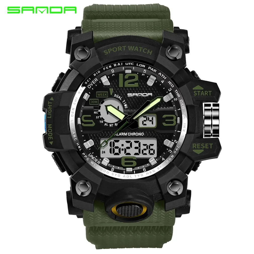 Sanda 742 Watch 30m Waterproof Military Shock Quartz Wristwatch Luminous Analog Digital Fashion Outdoor Sport Watch for Men