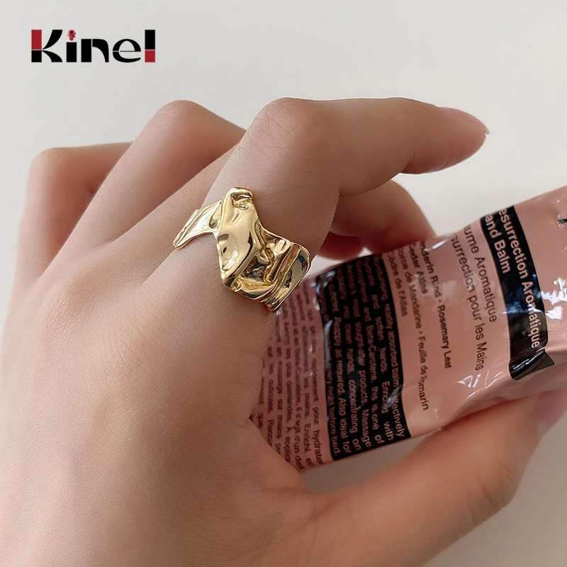 

Kinel Irregular French Genuine 100% 925 Sterling Silver Ring Adjustable Natural Designer Fine Jewelry Open Ring for Women