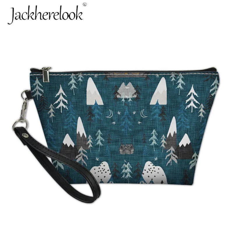 Jackhereook Adventure ждёт печать косметическая сумка для хранения мультфильм маунтаион макияж сумки для женщин пейзаж косметичка коробка