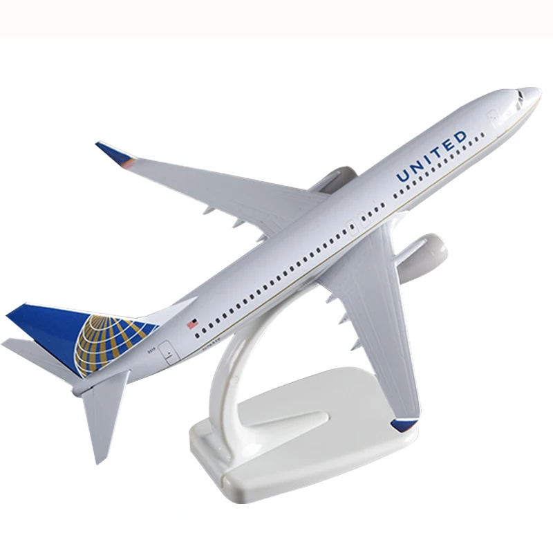 Модель самолета авиакомпании США B737 20 см с основанием из сплава сувенир для