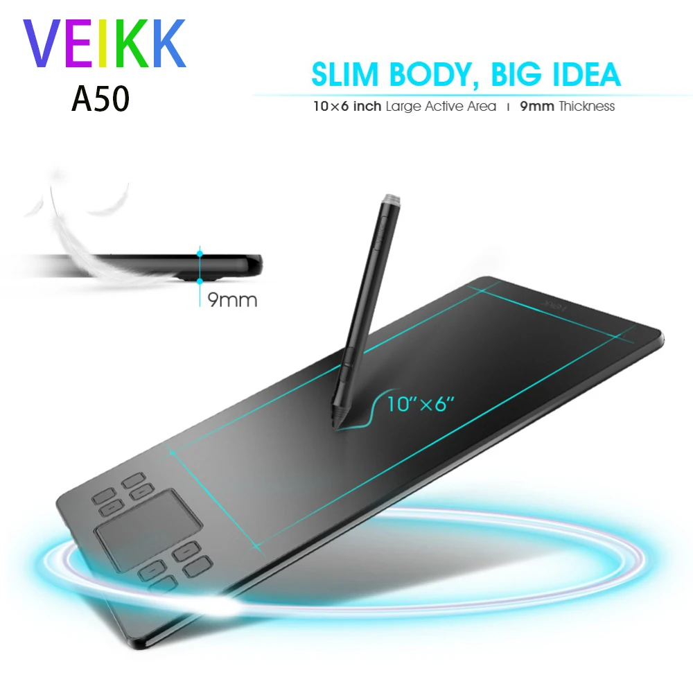 

Drawing Tablet 10 x 6 and 6*4 Inches Large Working Area Graphic Tablet 8192 Levels Battery-Free Stylus Support Win & Mac