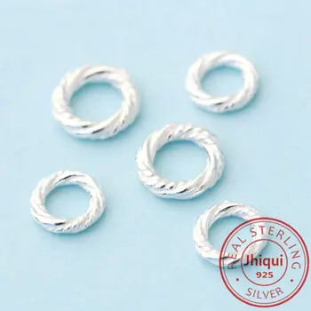 

925 Sterling Silver Twisted Circle Spacer Beads for Diy Bracelet Loose Beads Fine Jewelry Finding