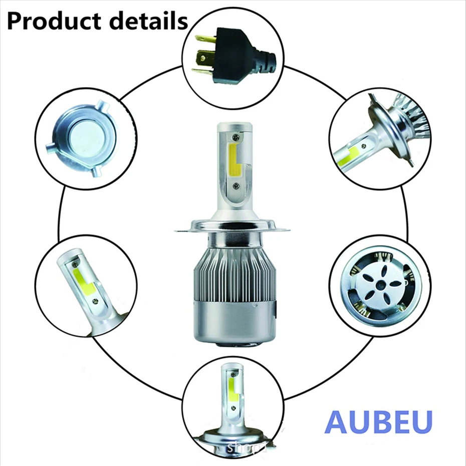 2x H7 светодиодный H11 H4 Hi/короче спереди и длиннее сзади) H1 H3 H8 HB1 HB3 HB4 HB5 PSX24W HIR2 H13 H16 H27 Автомобильные фары 3000K 4300K 6000K 8000K COB C6