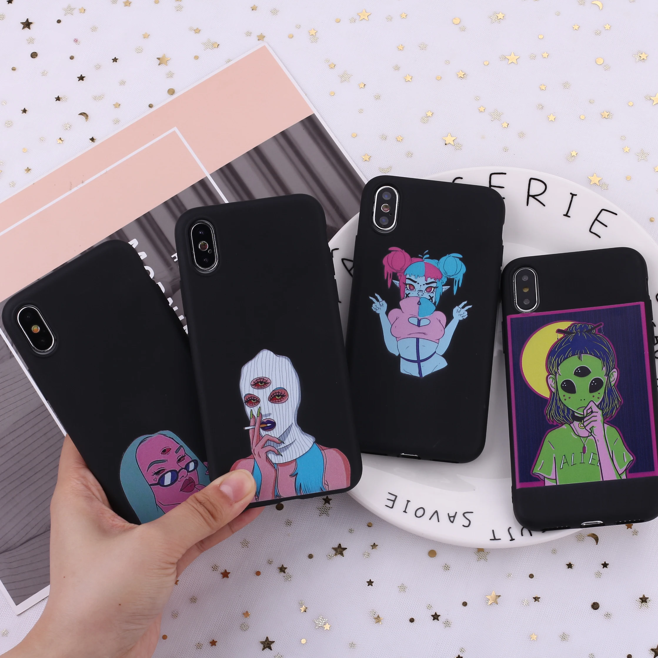 

Alien Art Black Soft Silicone Candy Case Fundas For iPhone 12 Mini 11 Pro Max 6 8 8Plus X XS Max 7 7Plus XR