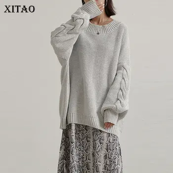 

XITAO Vintage Twist Irregular Knitted Sweater Women Clothes 2019 Fashion Loose Plus Size Pullover Personality Top Winter DMY1404