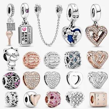 

PDB Original 925 Sterling Silver Hollow Inlaid Gem Bead Pendant Bracelet Fashion Personality Woman Jewelry Gift Free Shipping.