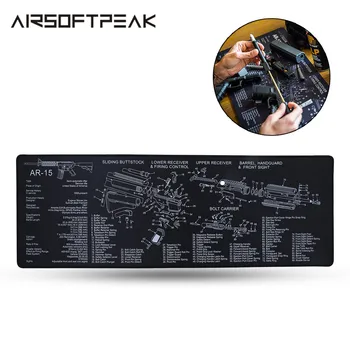 

Airsoft AR15 Rifle Gun Cleaning Mat With Parts Diagram Instructions Armorer Bench Mat Hunting Gun Accessories Mouse Pad Tactical