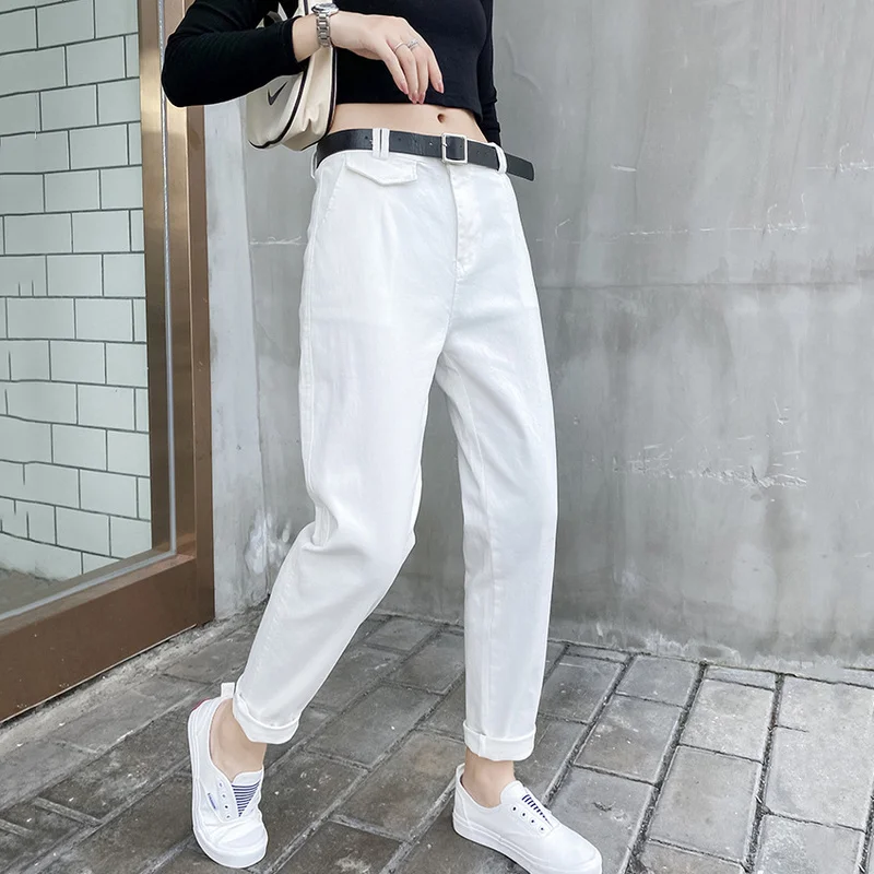 Осенние женские брюки для папы Стрейчевые прямые штаны с высокой талией уличные