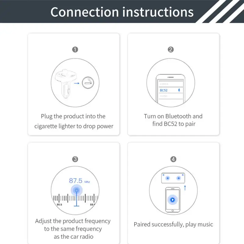 QC3.0, автомобильный Bluetooth 5,0, fm-передатчик, беспроводной, громкая связь, аудио приемник, авто MP3 плеер, двойной USB, быстрое зарядное устройство, автомобильные аксессуары