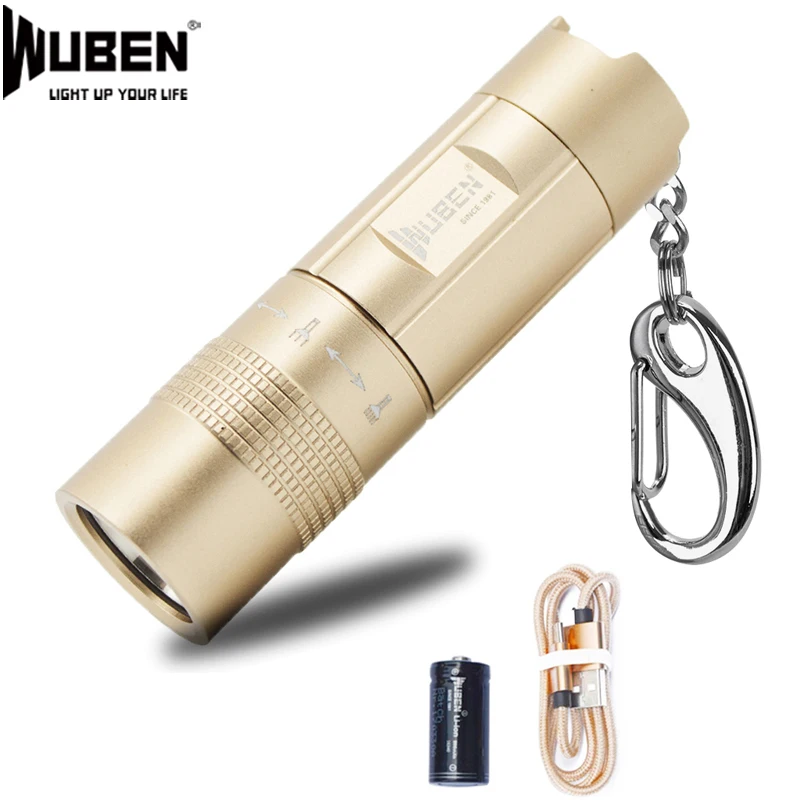 WUBEN светодиодный мини фонарик брелок Карманный Cree лампа портативный USB