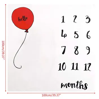 

Newborn Baby Milestone Number Balloon Pattern Mat Blanket Photography Background Backdrop Cloth QX2D