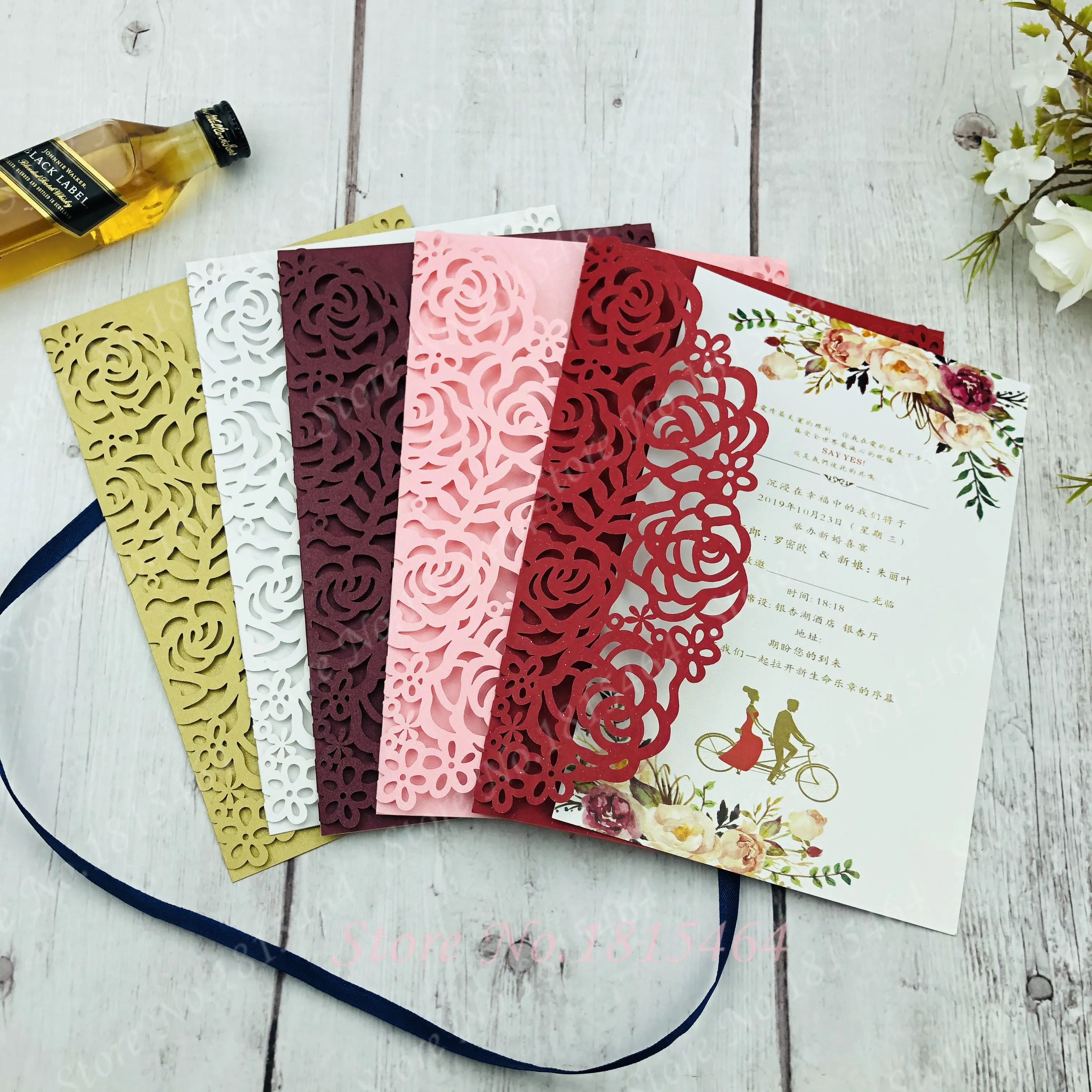 

50pcs Vertical Laser Cut Butterfly Invitation Cards Kits For Wedding Bridal Shower Birthday Party Wedding Decor Supplies