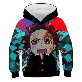 

3D Demon Slayer kimetsu no yaiba baby boy clothes hoodies for teen girls off white Sweatshirt Ghost Blade kids clothes pullover