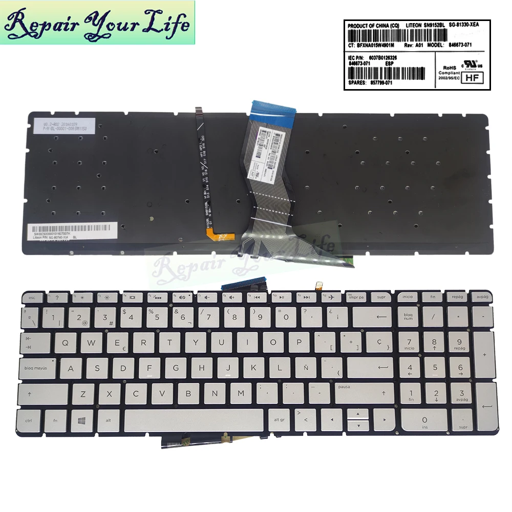 Teclados Prateados, Espanhol ES, LA, Layout Português,