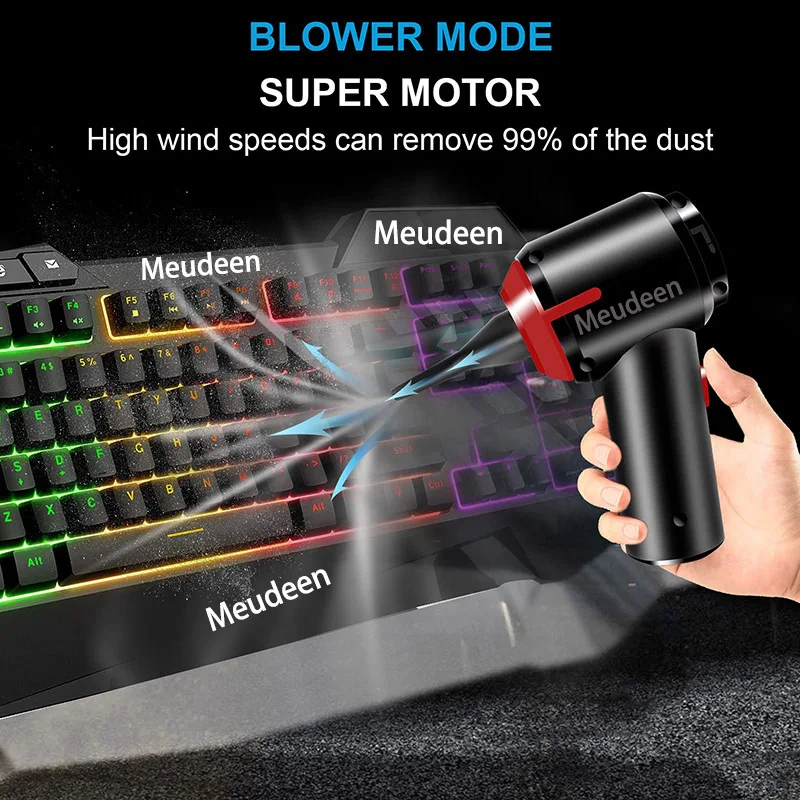 Compressed Air Can&Air Blower&Mini Vacuum 3-in1,Wireless Air Duster Cleaner,Portable Vacuum Cleaner Computer PC Keyboard Cleaner