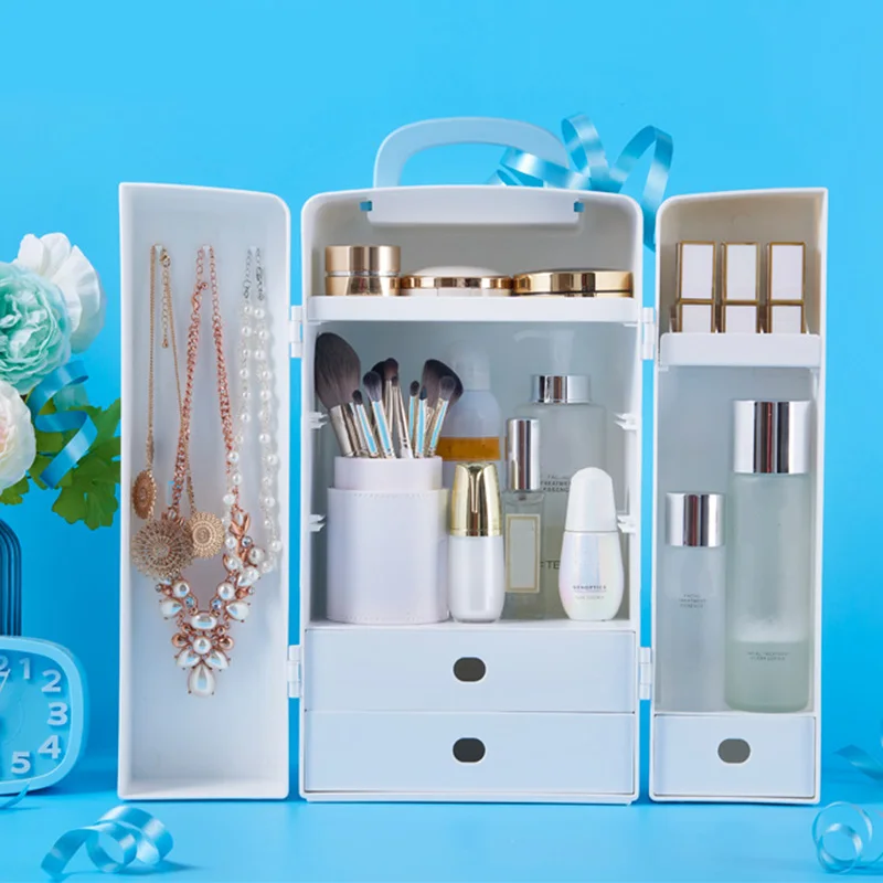 

Makeup Organizer Modern Jewelry Cosmetic Storage Display Boxes with Handle Waterproof Organizer 2019ing