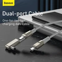 Baseus 1 ل 2 شحن سريع كابل بيانات 6.6 قدم 100 واط نوع C USB C إلى نوع C إلى تيار مستمر 5.5*2.5 تيار مستمر مربع لأجهزة الكمبيوتر المحمول الهاتف المحمول